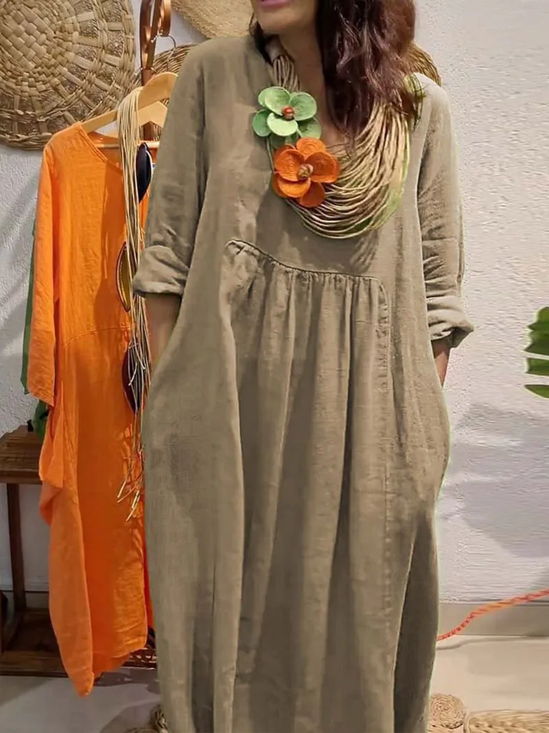 Vestidos sueltos informales para mujer, vestido cómodo con cuello | Ropa de mujer · Omeda.es - Imagen 3