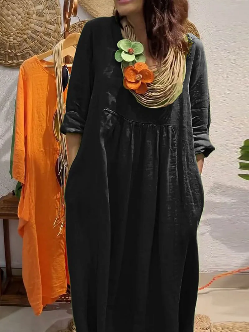 Vestidos sueltos informales para mujer, vestido cómodo con cuello | Ropa de mujer · Omeda.es - Imagen 4