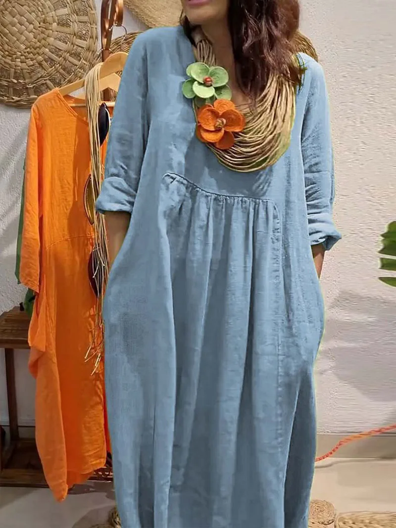 Vestidos sueltos informales para mujer, vestido cómodo con cuello | Ropa de mujer · Omeda.es - Imagen 5