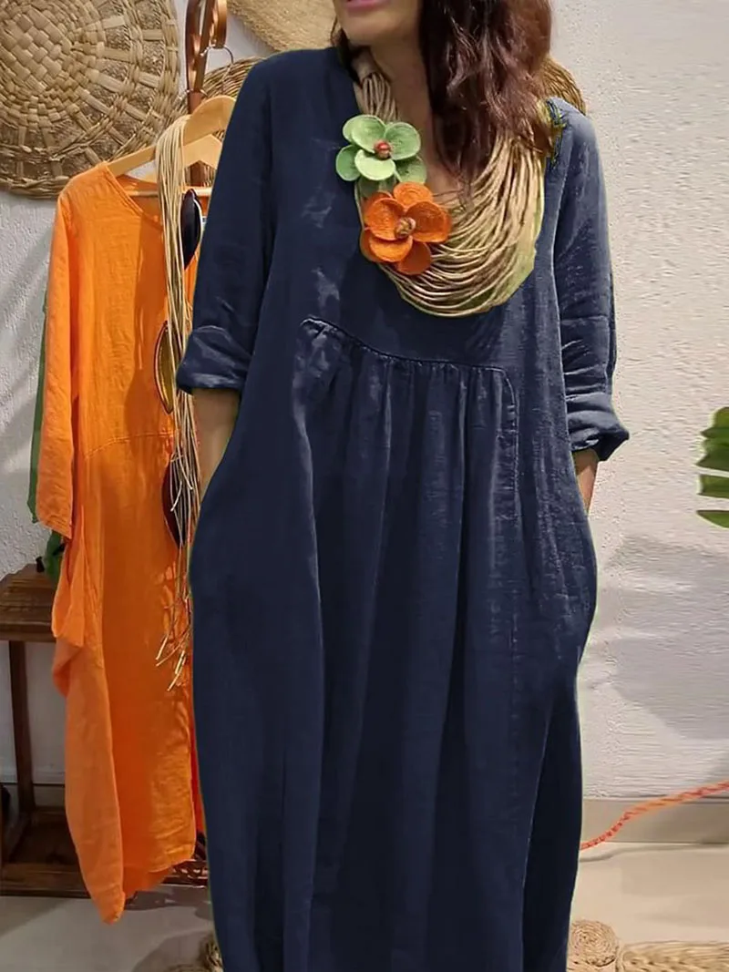 Vestidos sueltos informales para mujer, vestido cómodo con cuello | Ropa de mujer · Omeda.es - Imagen 7