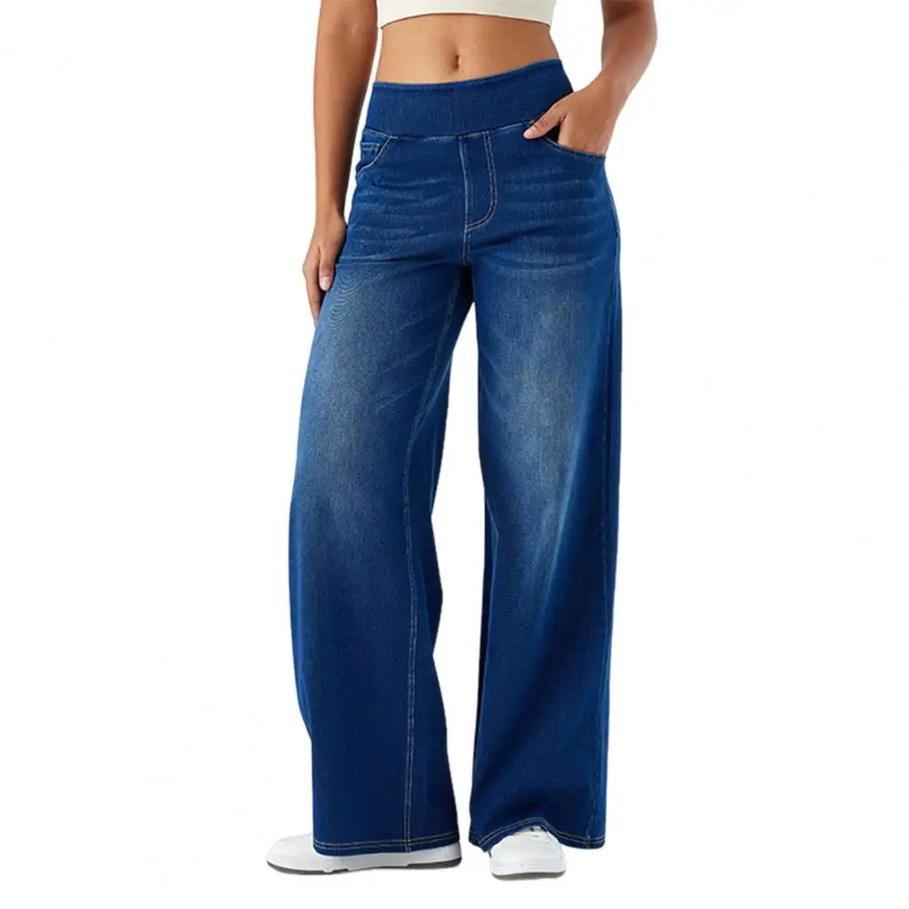 Women Sporty Jeans Streetwear High Waist Flared Jeans With Waistband | Ropa de mujer · Omeda.es